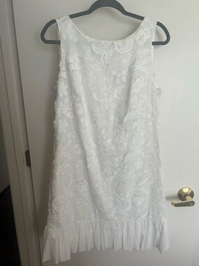 White House Black Market White Embroidered Sleeveless Dress